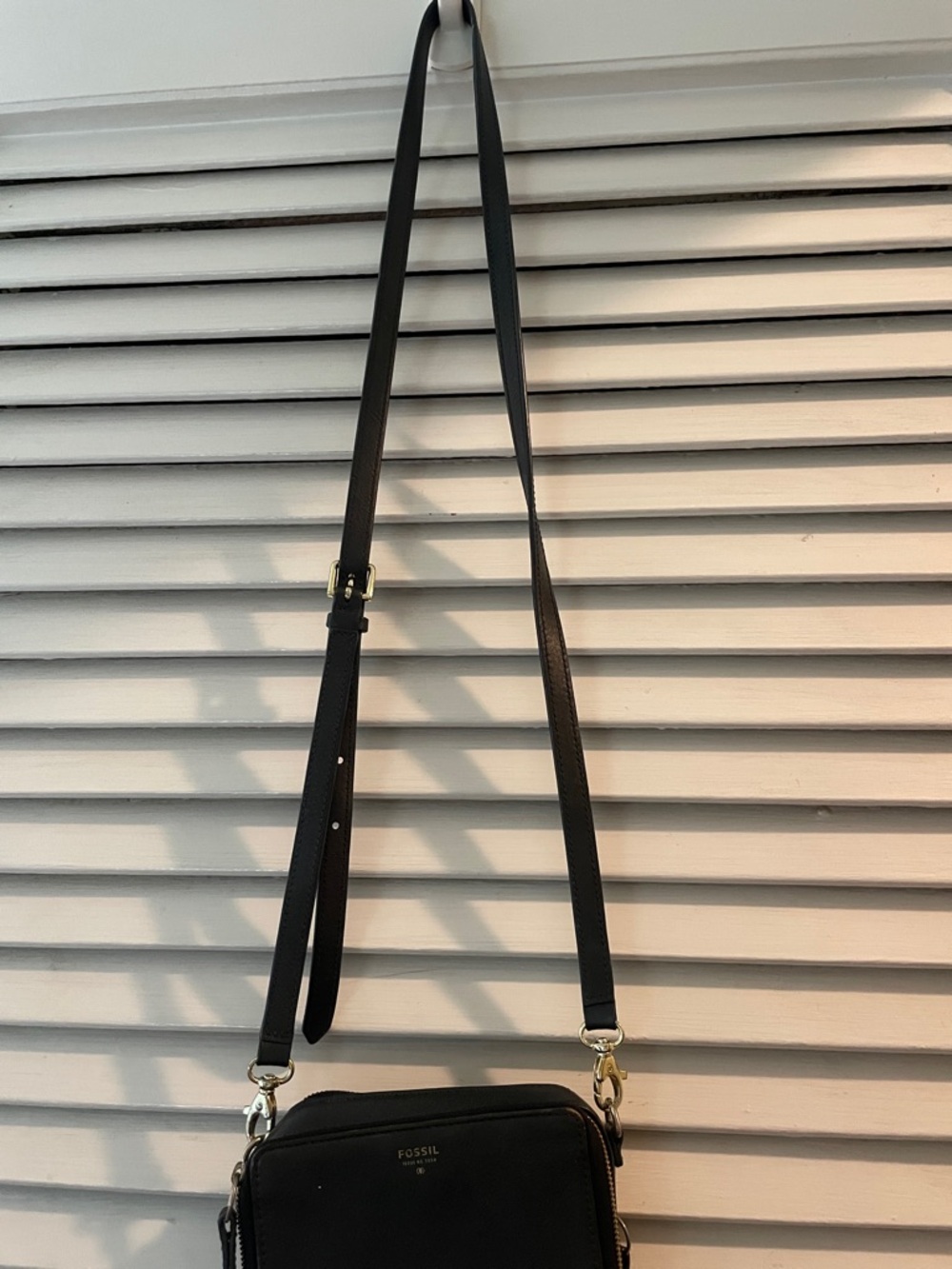 Fossil Dark Navy Leather Compact Crossbody with Gold Hardware - Picture 2 of 2